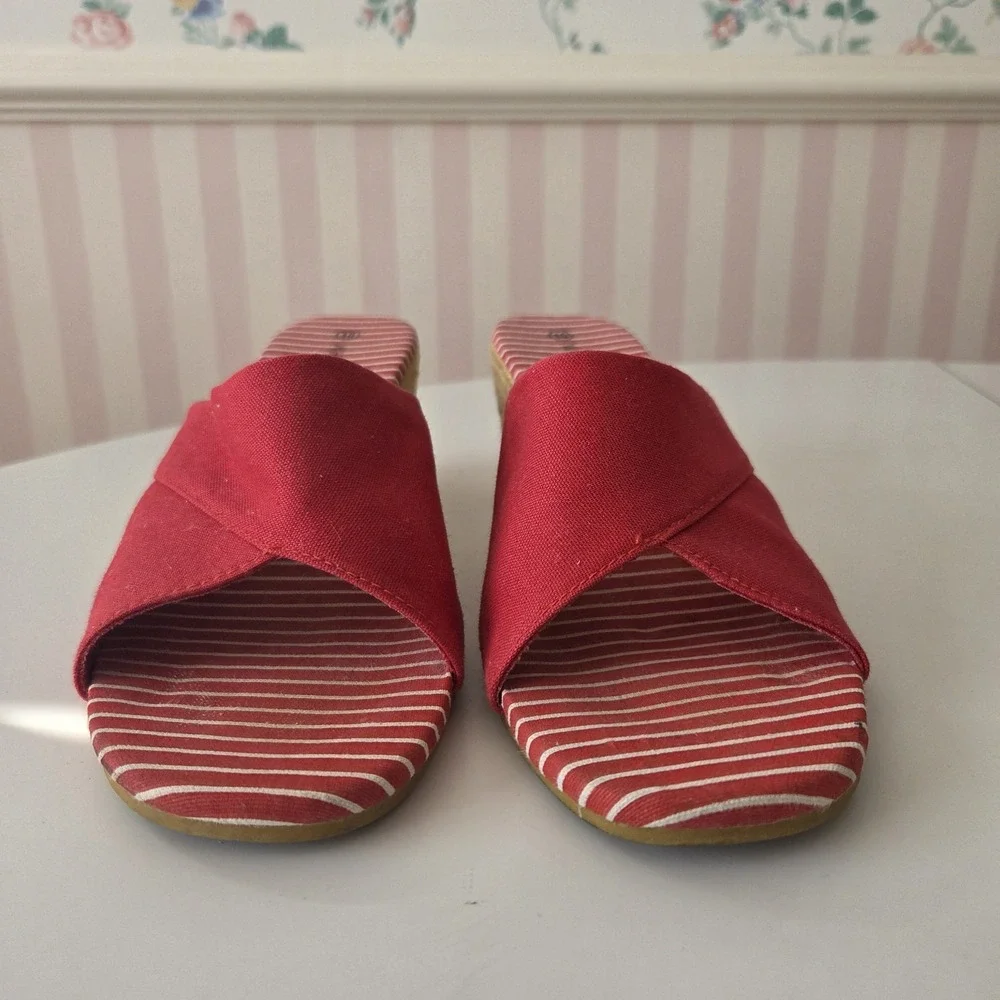 White Stag Espadrille 10 M CASSY Wedge Sandals‎ Shoes Red White Striped Nautical